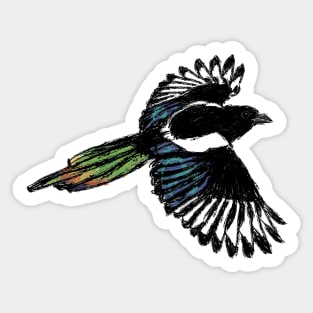 Artwork of an Eurasian Magpie in Flight I Sticker